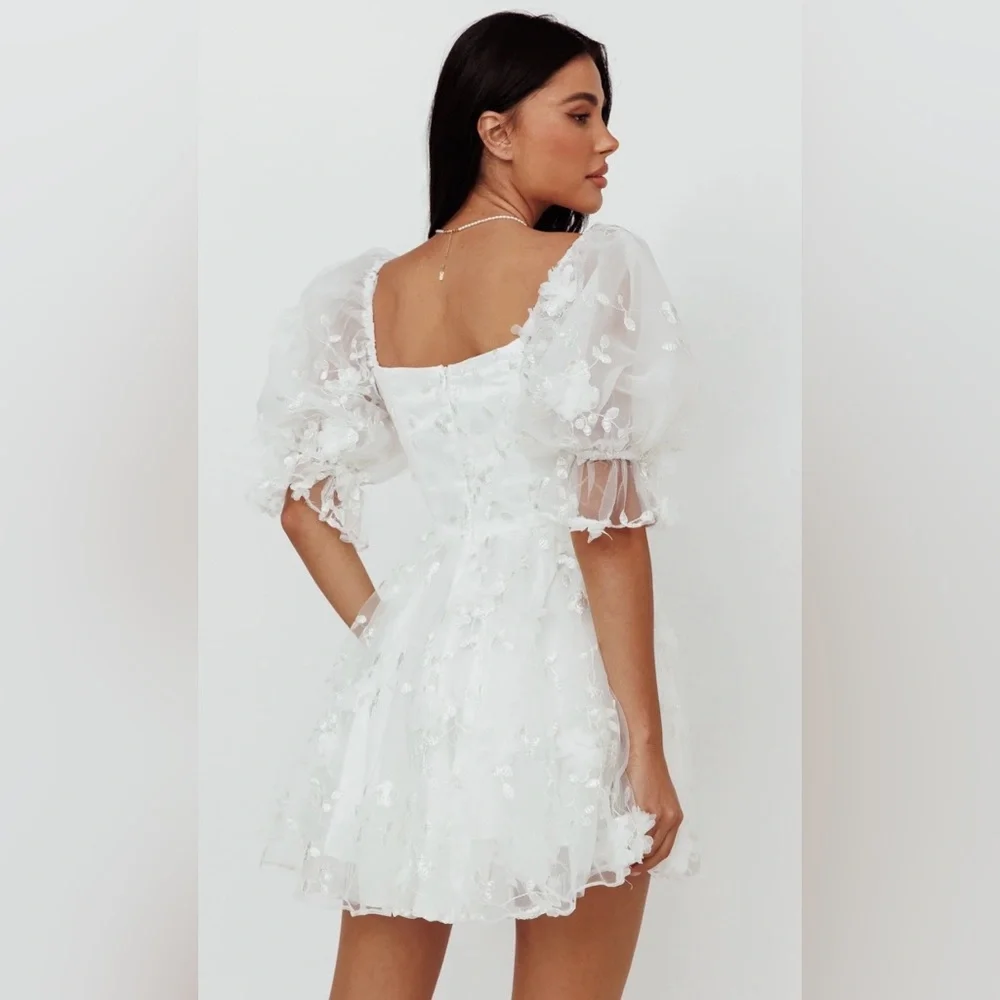 I've Got Sunshine Ruffle Strap Mini Dress Embellished White - Picture 3 of 9